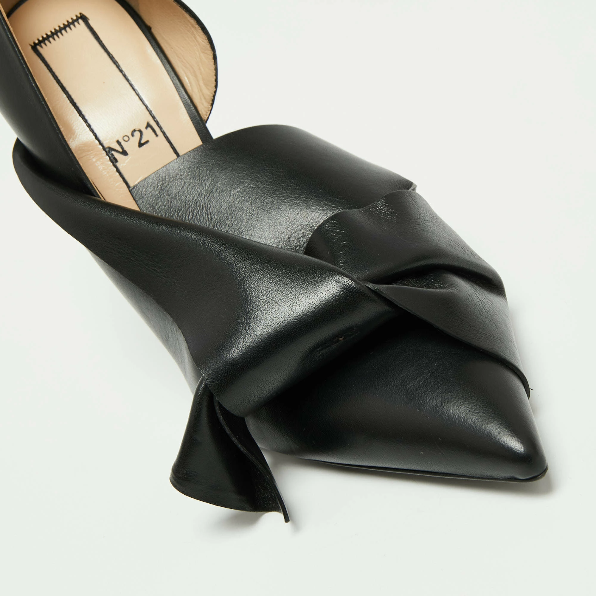 N21 Black Leather Knot D'orsay Pointed Toe Pumps Size 38.5 Women N21 Black Leather Knot D'orsay Pointed Toe Pumps Size 38.5 Women -N21shop luxury women n21 new shoes p670087 004