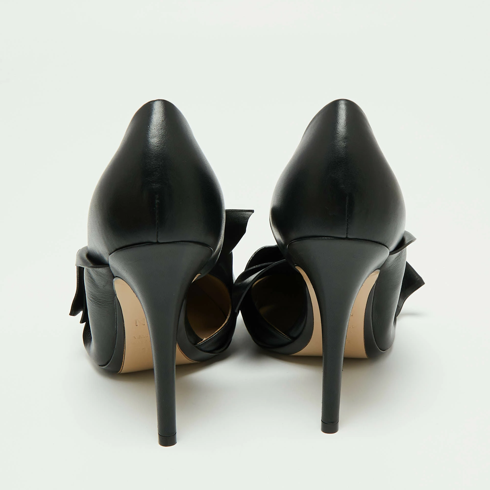 N21 Black Leather Knot D'orsay Pointed Toe Pumps Size 38.5 Women N21 Black Leather Knot D'orsay Pointed Toe Pumps Size 38.5 Women -N21shop luxury women n21 new shoes p670087 008