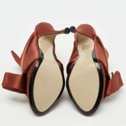 N21 Nº21 Brown Satin Raso Knot Mules Size 40.5 Women Sandals -N21shop luxury women n21 new shoes p696155 003