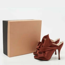 N21 Nº21 Brown Satin Raso Knot Mules Size 40.5 Women Sandals -N21shop luxury women n21 new shoes p696155 008