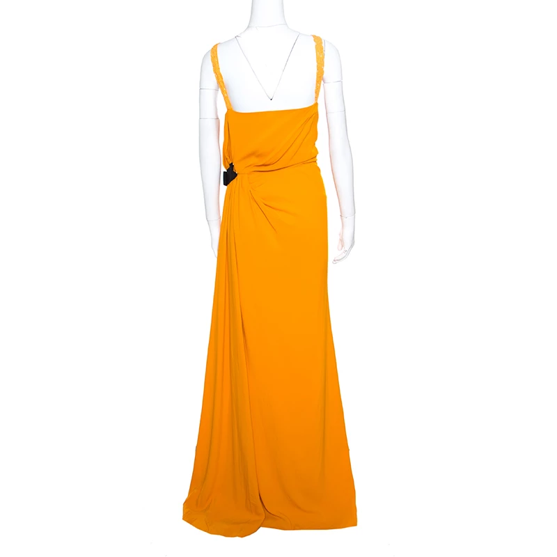 N21 Mustard Yellow Asymmetric Pleat Detail Lace Trim Maxi Dress L Women Dresses N21 Mustard Yellow Asymmetric Pleat Detail Lace Trim Maxi Dress L Women Dresses -N21shop luxury women n21 used clothes p156997 0003