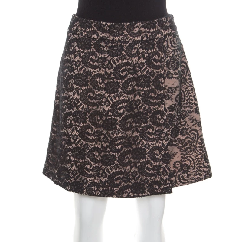 N21 Black and Pink Floral Lace Faux Wrap Mini Skirt M Women Skirts N21 Black And Pink Floral Lace Faux Wrap Mini Skirt M Women Skirts -N21shop luxury women n21 used clothes p168561 006