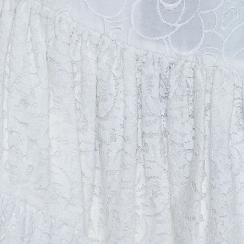 N21 White Cotton Lace Paneled A Line Skirt S Women Skirts N21 White Cotton Lace Paneled A Line Skirt S Women Skirts -N21shop luxury women n21 used clothes p207079 001