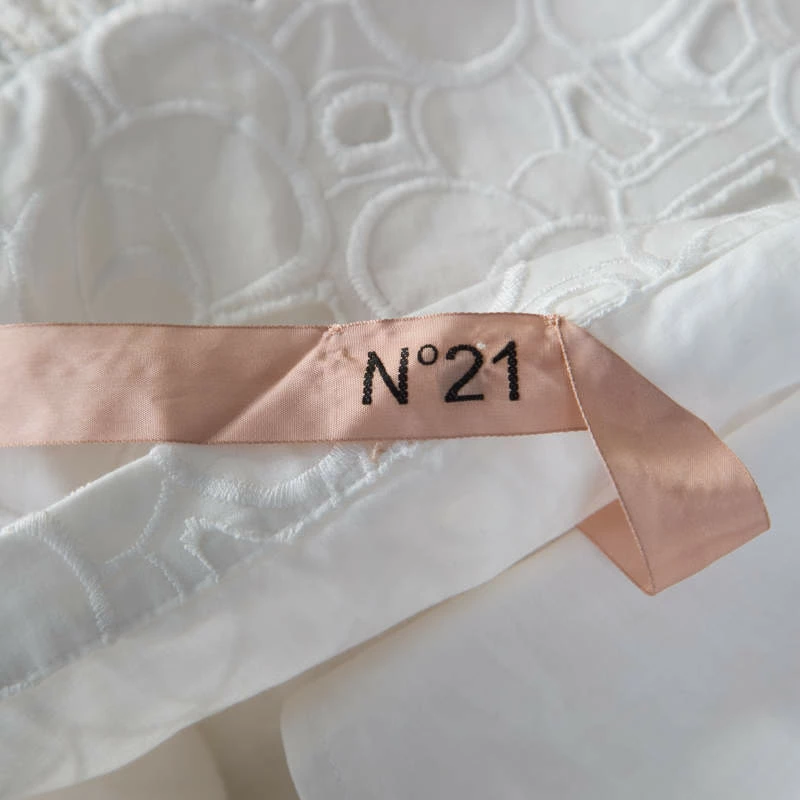 N21 White Cotton Lace Paneled A Line Skirt S Women Skirts N21 White Cotton Lace Paneled A Line Skirt S Women Skirts -N21shop luxury women n21 used clothes p207079 003