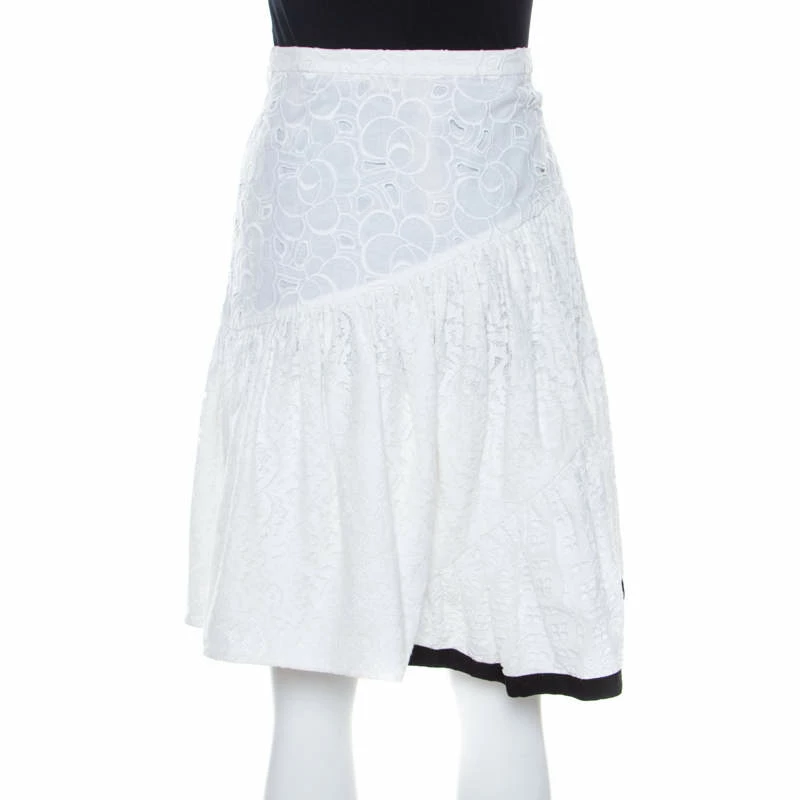 N21 White Cotton Lace Paneled A Line Skirt S Women Skirts N21 White Cotton Lace Paneled A Line Skirt S Women Skirts -N21shop luxury women n21 used clothes p207079 005