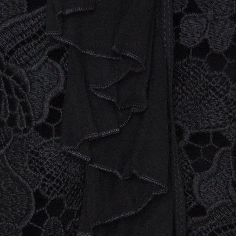 N21 Black Guipure Lace Pleated Ruffle Detail Long Sleeve Top S Women Tops N21 Black Guipure Lace Pleated Ruffle Detail Long Sleeve Top S Women Tops -N21shop luxury women n21 used clothes p234716 007