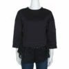 N21 Black Cotton Terry Eyelet Lace Trim Top S Women Tops 1 N21 Black Cotton Terry Eyelet Lace Trim Top S Women Tops -N21shop luxury women n21 used clothes p277172 001