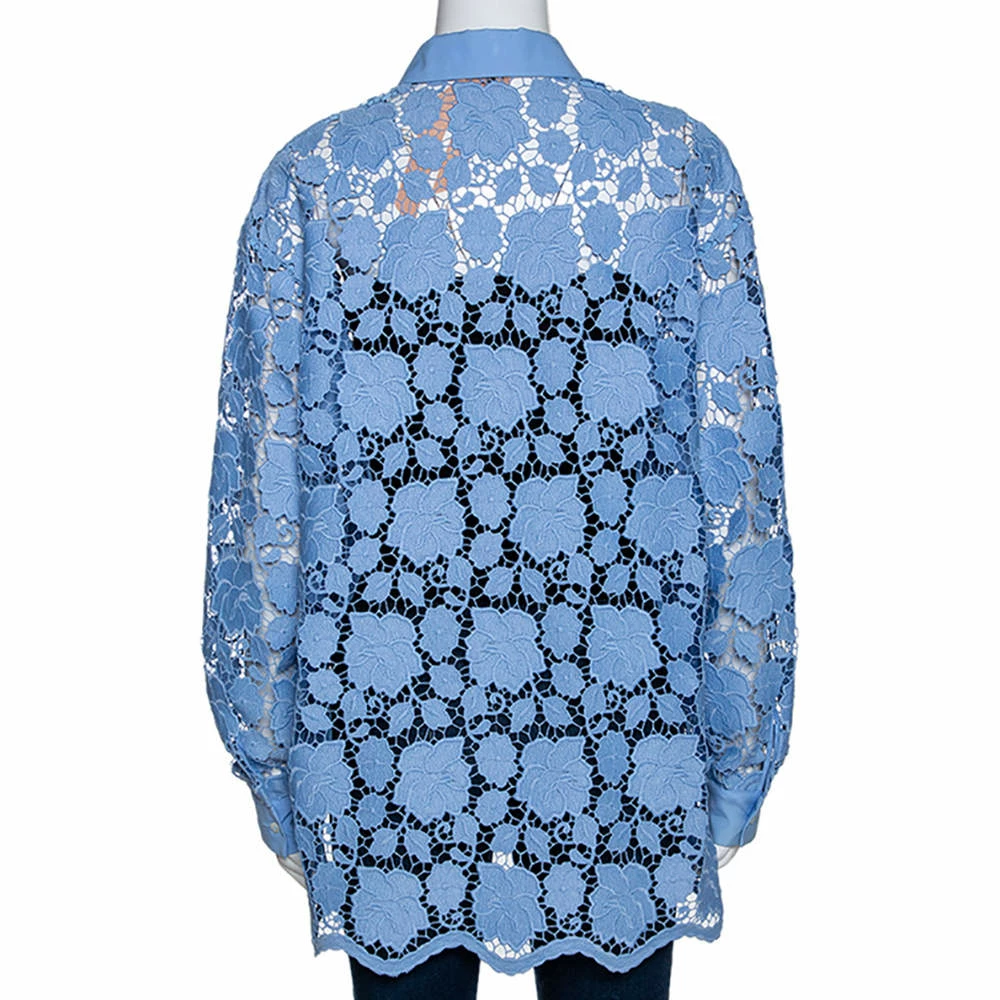 N21 Blue Floral Guipure Lace Oversized Shirt S Women Tops N21 Blue Floral Guipure Lace Oversized Shirt S Women Tops -N21shop luxury women n21 used clothes p286065 001