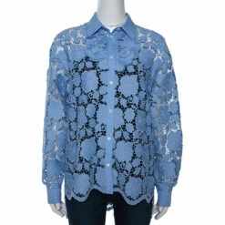 N21 Blue Floral Guipure Lace Oversized Shirt S Women Tops