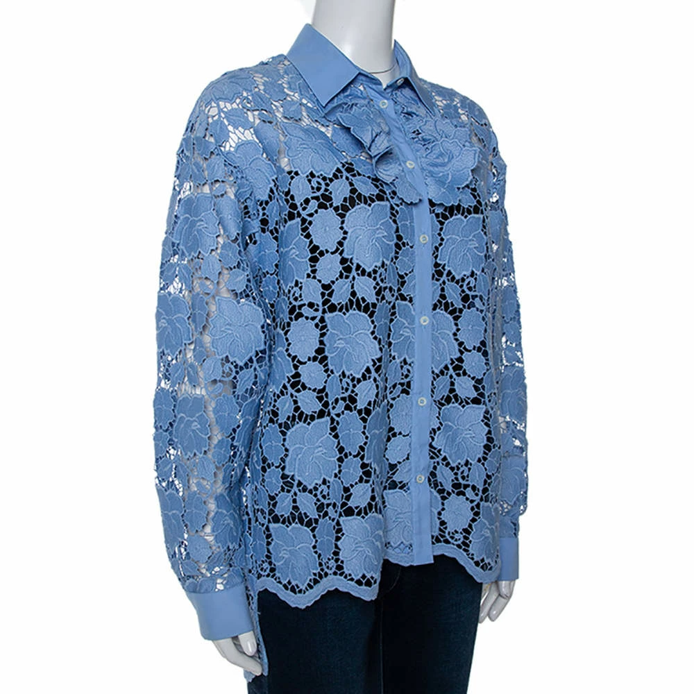 N21 Blue Floral Guipure Lace Oversized Shirt S Women Tops N21 Blue Floral Guipure Lace Oversized Shirt S Women Tops -N21shop luxury women n21 used clothes p286065 003