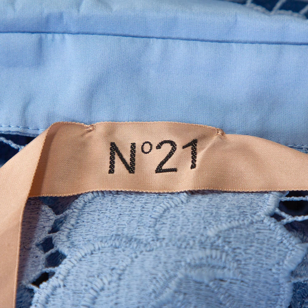 N21 Blue Floral Guipure Lace Oversized Shirt S Women Tops N21 Blue Floral Guipure Lace Oversized Shirt S Women Tops -N21shop luxury women n21 used clothes p286065 006