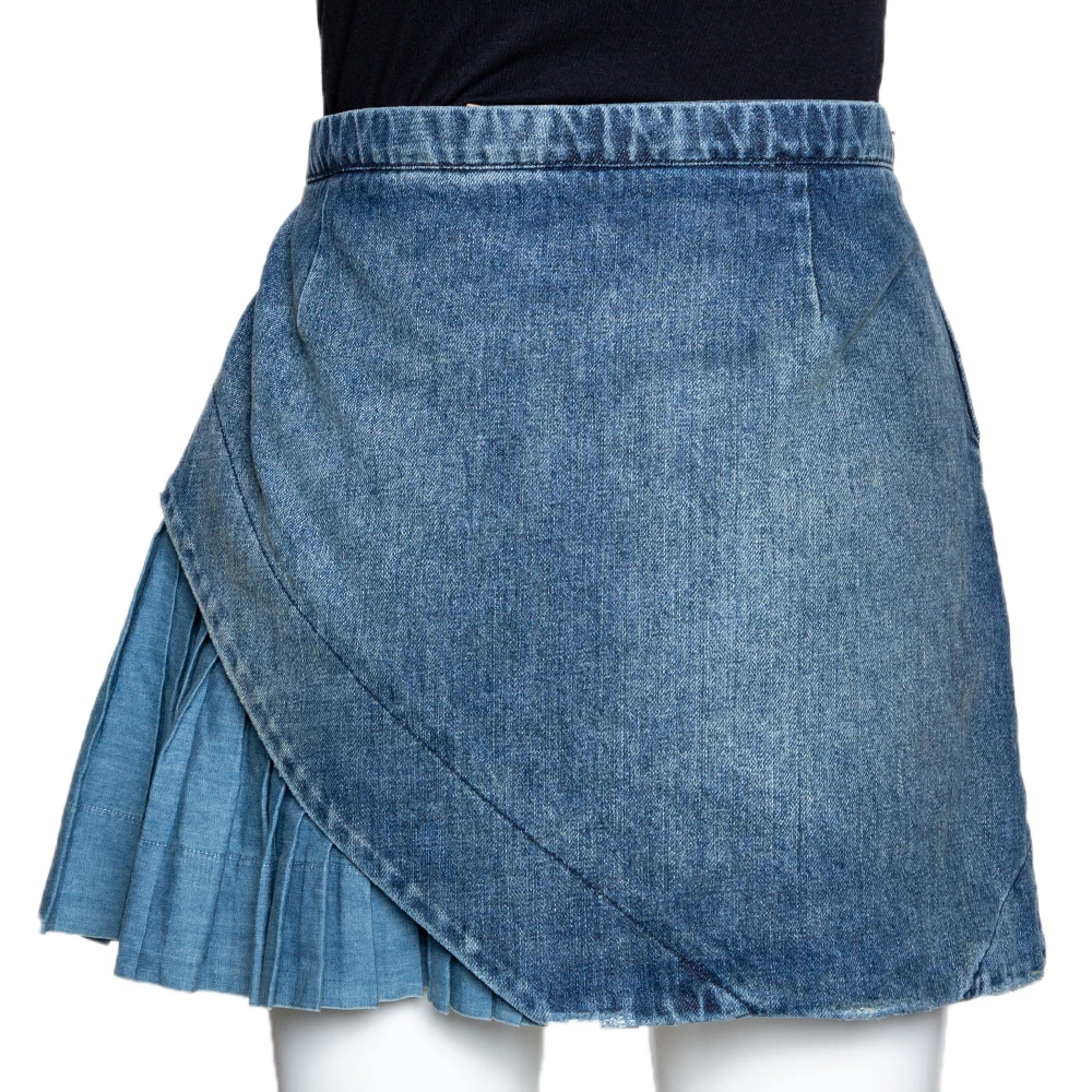 N21 Indigo Denim Asymmetric Pleated Mini Skirt M Women Skirts N21 Indigo Denim Asymmetric Pleated Mini Skirt M Women Skirts -N21shop luxury women n21 used clothes p294581 002