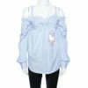 N21 Light Blue Striped Cotton Embroidered Off Shoulder Top S Women Tops 1 N21 Light Blue Striped Cotton Embroidered Off Shoulder Top S Women Tops -N21shop luxury women n21 used clothes p339306 002