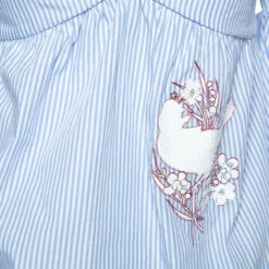 N21 Light Blue Striped Cotton Embroidered Off Shoulder Top S Women Tops -N21shop luxury women n21 used clothes p339306 003