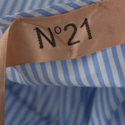 N21 Light Blue Striped Cotton Embroidered Off Shoulder Top S Women Tops -N21shop luxury women n21 used clothes p339306 008