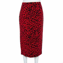 N21 Red Silk Blend Animal Print Midi Skirt S Women Skirts