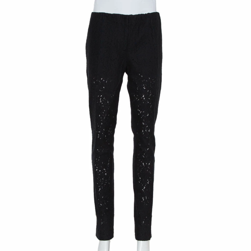 N21 Black Lace Elastic Waist Detail Tapered Leg Trousers S Women N21 Black Lace Elastic Waist Detail Tapered Leg Trousers S Women -N21shop luxury women n21 used clothes p402078 009