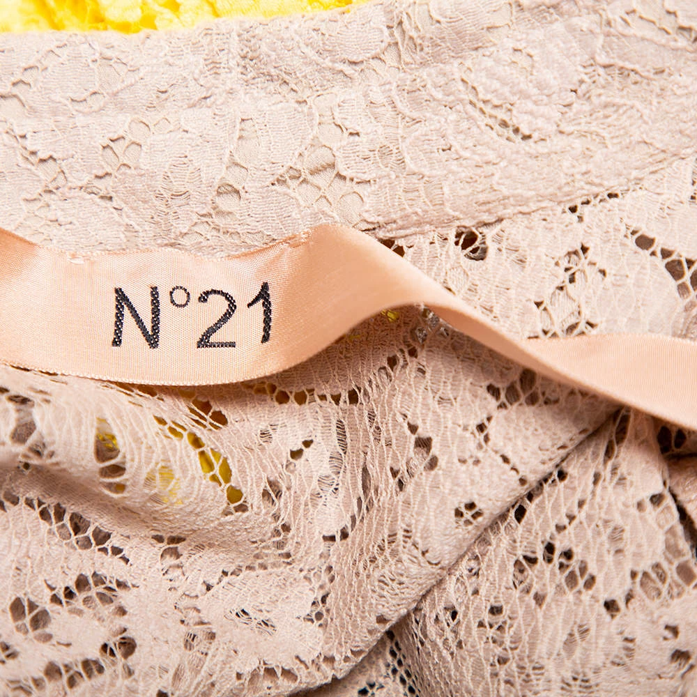 N21 Beige & Yellow Paneled Lace Pleated Detail Button Tunic S Women Tops N21 Beige & Yellow Paneled Lace Pleated Detail Button Tunic S Women Tops -N21shop luxury women n21 used clothes p460476 003