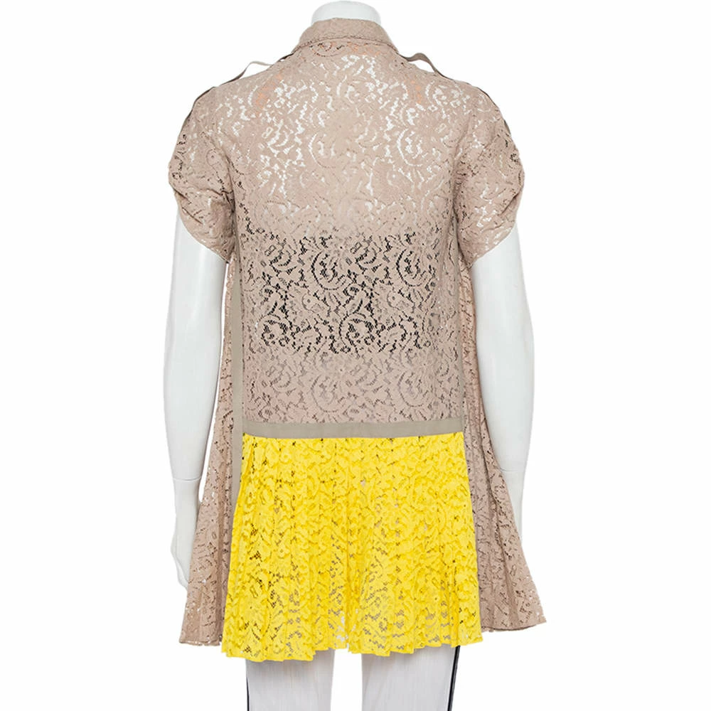 N21 Beige & Yellow Paneled Lace Pleated Detail Button Tunic S Women Tops N21 Beige & Yellow Paneled Lace Pleated Detail Button Tunic S Women Tops -N21shop luxury women n21 used clothes p460476 005