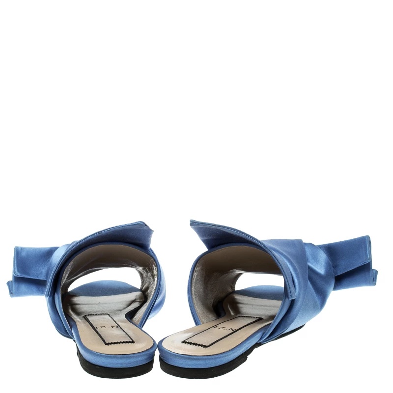 N21 Blue Satin Knot Mules Slide Size 37 Women Sandals N21 Blue Satin Knot Mules Slide Size 37 Women Sandals -N21shop luxury women n21 used shoes p133587 005