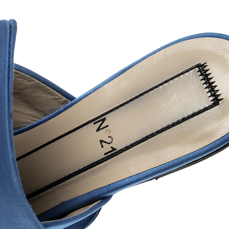 N21 Blue Satin Knot Mules Slide Size 37 Women Sandals N21 Blue Satin Knot Mules Slide Size 37 Women Sandals -N21shop luxury women n21 used shoes p133587 007