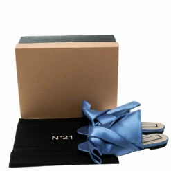 N21 Blue Satin Knot Mules Slide Size 37 Women Sandals 9 N21 Blue Satin Knot Mules Slide Size 37 Women Sandals -N21shop luxury women n21 used shoes p133587 008