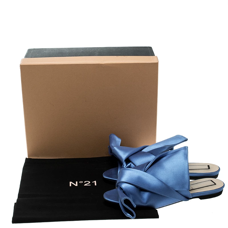 N21 Blue Satin Knot Mules Slide Size 37 Women Sandals N21 Blue Satin Knot Mules Slide Size 37 Women Sandals -N21shop luxury women n21 used shoes p133587 008