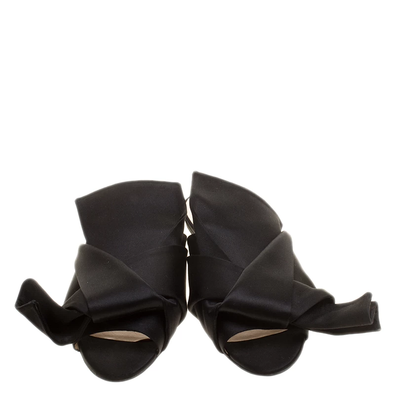 N21 Black Satin Knot Flat Mules Size 40 Women Sandals N21 Black Satin Knot Flat Mules Size 40 Women Sandals -N21shop luxury women n21 used shoes p139617 0003