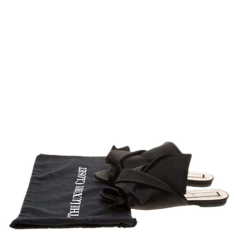 N21 Black Satin Knot Flat Mules Size 40 Women Sandals N21 Black Satin Knot Flat Mules Size 40 Women Sandals -N21shop luxury women n21 used shoes p139617 0008