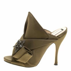 N21 N 21 Khakee Satin Crystal Star Embellished Peep Toe Mules Size 38 Women Sandals 3 N21 N 21 Khakee Satin Crystal Star Embellished Peep Toe Mules Size 38 Women Sandals -N21shop luxury women n21 used shoes p141773 0002