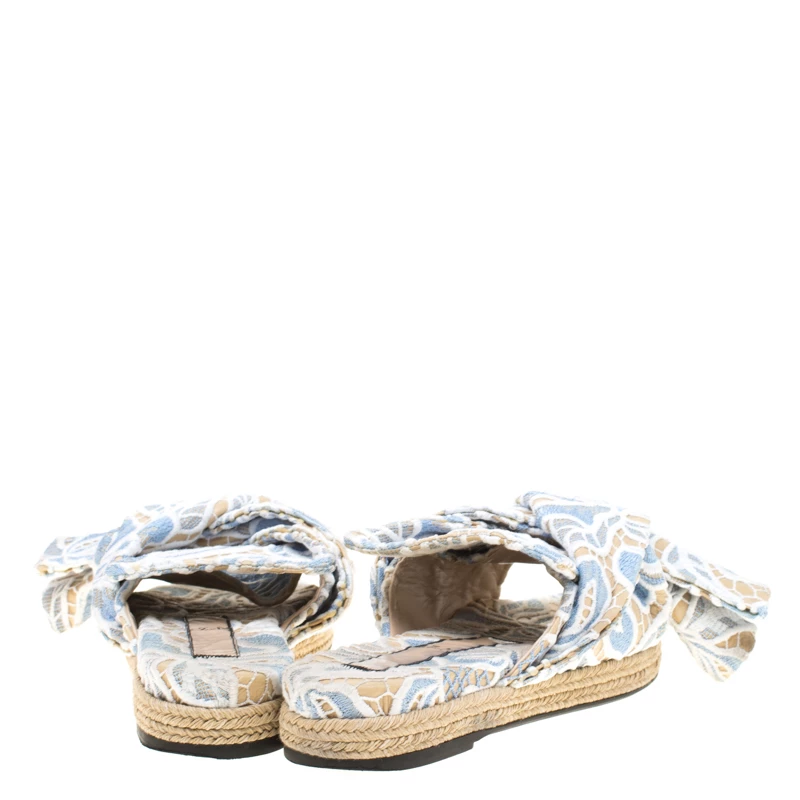N21 Beige Leather And Blue/White Lace Knot Espadrille Flat Slides Size 39 Women Flats N21 Beige Leather And Blue/White Lace Knot Espadrille Flat Slides Size 39 Women Flats -N21shop luxury women n21 used shoes p182365 002