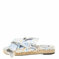 N21 Beige Leather And Blue/White Lace Knot Espadrille Flat Slides Size 39 Women Flats 3 N21 Beige Leather And Blue/White Lace Knot Espadrille Flat Slides Size 39 Women Flats -N21shop luxury women n21 used shoes p182365 005
