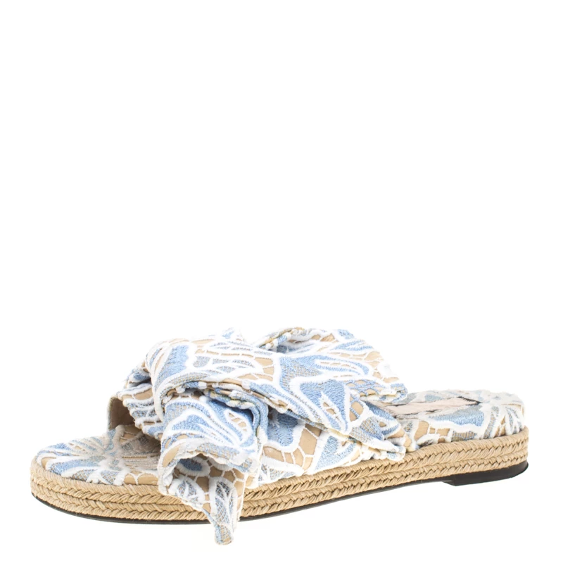 N21 Beige Leather And Blue/White Lace Knot Espadrille Flat Slides Size 39 Women Flats N21 Beige Leather And Blue/White Lace Knot Espadrille Flat Slides Size 39 Women Flats -N21shop luxury women n21 used shoes p182365 006