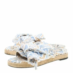 N21 Beige Leather And Blue/White Lace Knot Espadrille Flat Slides Size 39 Women Flats 5 N21 Beige Leather And Blue/White Lace Knot Espadrille Flat Slides Size 39 Women Flats -N21shop luxury women n21 used shoes p182365 007