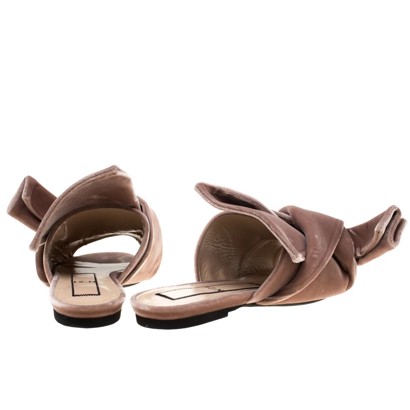 N21 Pale Pink Velvet Raso Knot Flat Slides Size 38.5 Women Flats N21 Pale Pink Velvet Raso Knot Flat Slides Size 38.5 Women Flats -N21shop luxury women n21 used shoes p184158 002