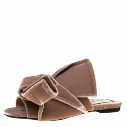 N21 Pale Pink Velvet Raso Knot Flat Slides Size 38.5 Women Flats