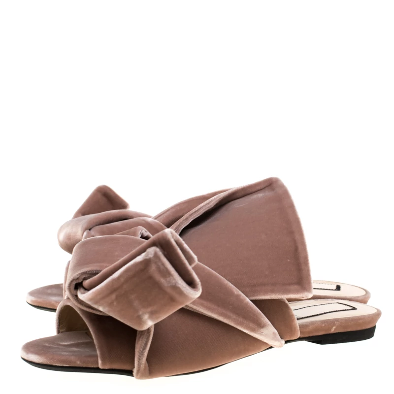 N21 Pale Pink Velvet Raso Knot Flat Slides Size 38.5 Women Flats N21 Pale Pink Velvet Raso Knot Flat Slides Size 38.5 Women Flats -N21shop luxury women n21 used shoes p184158 007