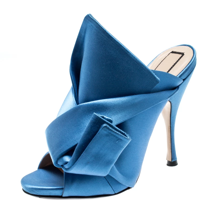N21 N°21 Blue Satin Ronny Pleated Mules Size 37 Women Sandals N21 N°21 Blue Satin Ronny Pleated Mules Size 37 Women Sandals -N21shop luxury women n21 used shoes p196656 003