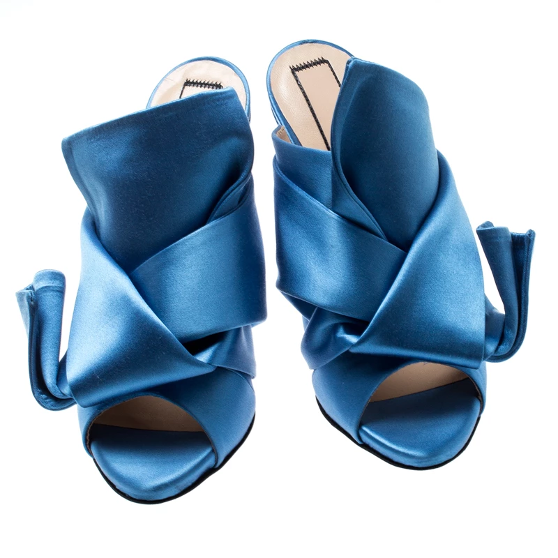 N21 N°21 Blue Satin Ronny Pleated Mules Size 37 Women Sandals N21 N°21 Blue Satin Ronny Pleated Mules Size 37 Women Sandals -N21shop luxury women n21 used shoes p196656 006