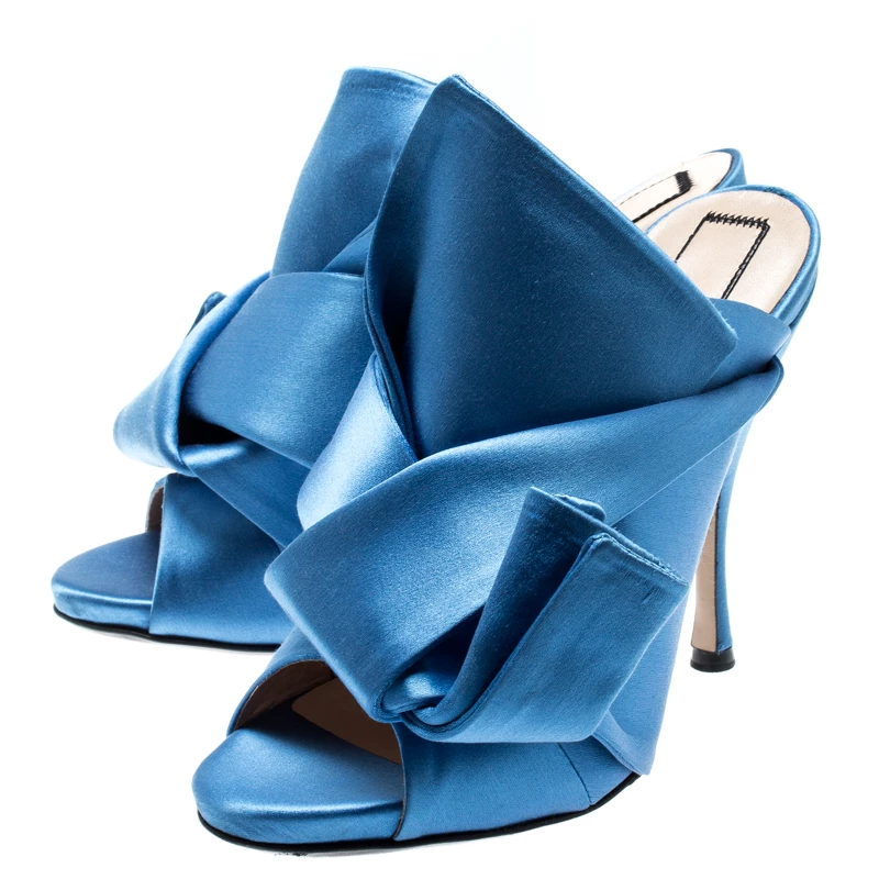 N21 N°21 Blue Satin Ronny Pleated Mules Size 37 Women Sandals N21 N°21 Blue Satin Ronny Pleated Mules Size 37 Women Sandals -N21shop luxury women n21 used shoes p196656 007