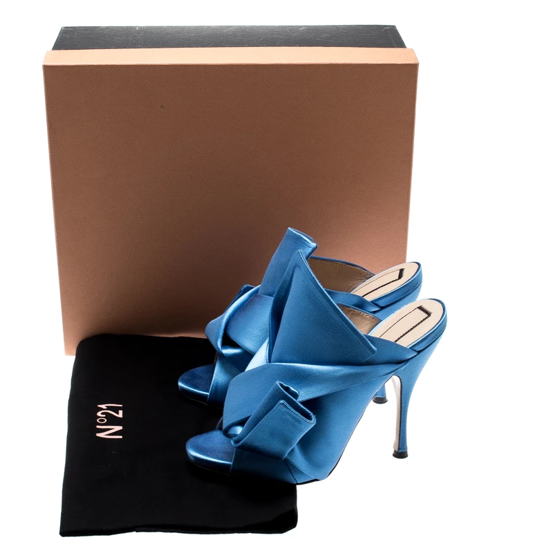 N21 N°21 Blue Satin Ronny Pleated Mules Size 37 Women Sandals N21 N°21 Blue Satin Ronny Pleated Mules Size 37 Women Sandals -N21shop luxury women n21 used shoes p196656 008