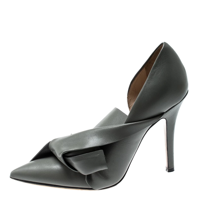 N21 N°21 Grey Leather Tundra Knotted Pointed Toe D'orsay Pumps Size 36 Women N21 N°21 Grey Leather Tundra Knotted Pointed Toe D'orsay Pumps Size 36 Women -N21shop luxury women n21 used shoes p197632 004