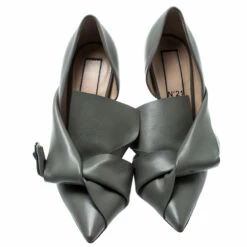 N21 N°21 Grey Leather Tundra Knotted Pointed Toe D'orsay Pumps Size 36 Women 4 N21 N°21 Grey Leather Tundra Knotted Pointed Toe D'orsay Pumps Size 36 Women -N21shop luxury women n21 used shoes p197632 006