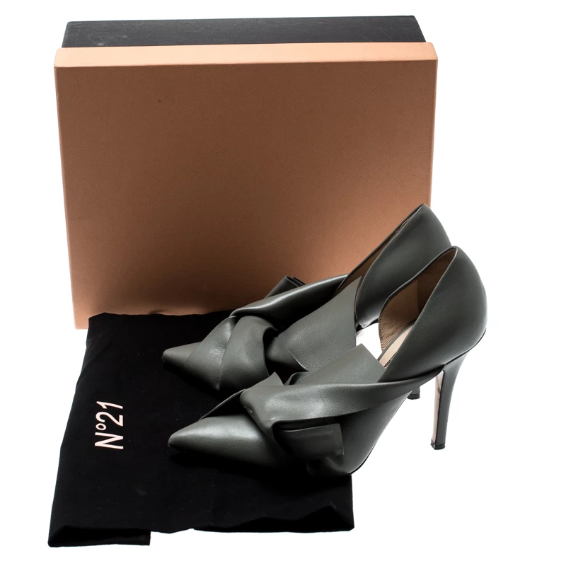 N21 N°21 Grey Leather Tundra Knotted Pointed Toe D'orsay Pumps Size 36 Women N21 N°21 Grey Leather Tundra Knotted Pointed Toe D'orsay Pumps Size 36 Women -N21shop luxury women n21 used shoes p197632 008