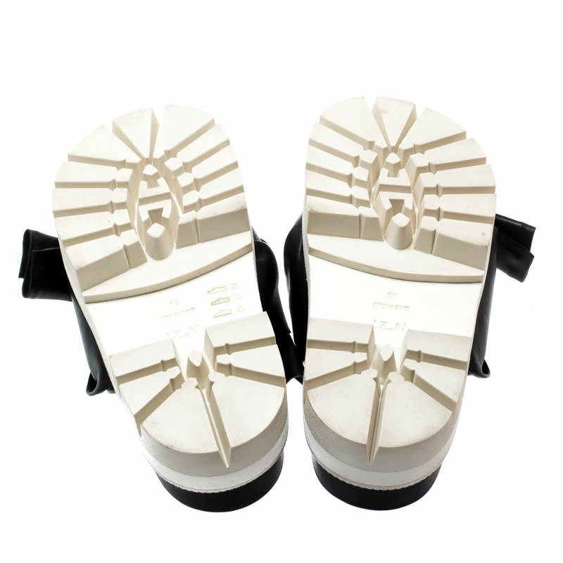 N21 Black Leather Bow Platform Slides Size 39 Women Sandals N21 Black Leather Bow Platform Slides Size 39 Women Sandals -N21shop luxury women n21 used shoes p198336 001