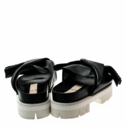 N21 Black Leather Bow Platform Slides Size 39 Women Sandals 6 N21 Black Leather Bow Platform Slides Size 39 Women Sandals -N21shop luxury women n21 used shoes p198336 002
