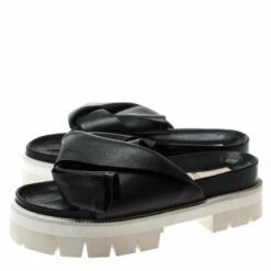 N21 Black Leather Bow Platform Slides Size 39 Women Sandals 5 N21 Black Leather Bow Platform Slides Size 39 Women Sandals -N21shop luxury women n21 used shoes p198336 007