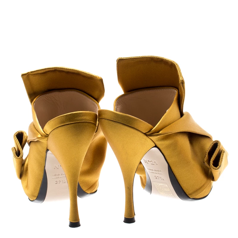 N21 N°21 Mustard Yellow Satin Ronny Pleated Mules Size 37.5 Women Sandals N21 N°21 Mustard Yellow Satin Ronny Pleated Mules Size 37.5 Women Sandals -N21shop luxury women n21 used shoes p198338 002