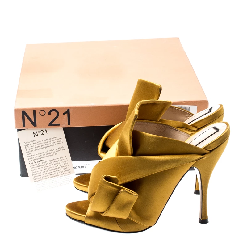 N21 N°21 Mustard Yellow Satin Ronny Pleated Mules Size 37.5 Women Sandals N21 N°21 Mustard Yellow Satin Ronny Pleated Mules Size 37.5 Women Sandals -N21shop luxury women n21 used shoes p198338 008