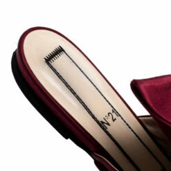 N21 Burgundy Satin Knot Flat Mules Size 37.5 Women Sandals -N21shop luxury women n21 used shoes p201816 003